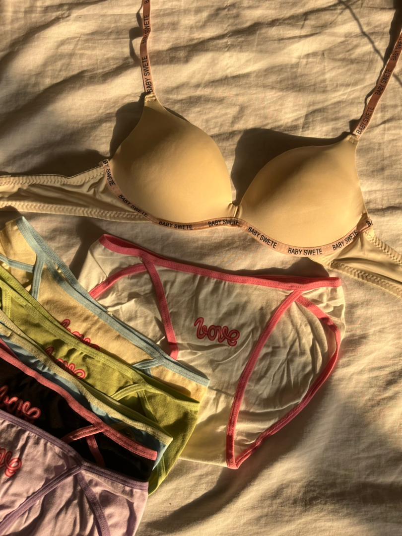 سوتین تک کرم با نوار صورتی